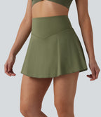 Airy High Waisted Tummy Control 2-in-1 InstantCool Mini Tennis Skirt with Pockets — Loden Green — view 3