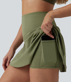 Airy High Waisted Tummy Control 2-in-1 InstantCool Mini Tennis Skirt with Pockets — Loden Green — view 5