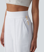 High Waisted Quick Dry Golf Shorts with Pockets 10''-Golf Tee-UPF40+ — White — view 4
