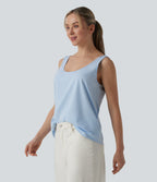 U Neck Casual Cotton Tank Top-Front and Back Wearable — Skyride — view 3