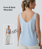 U Neck Casual Cotton Tank Top-Front and Back Wearable — Skyride — view 1