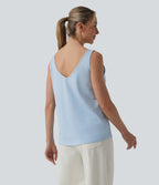 U Neck Casual Cotton Tank Top-Front and Back Wearable — Skyride — view 4