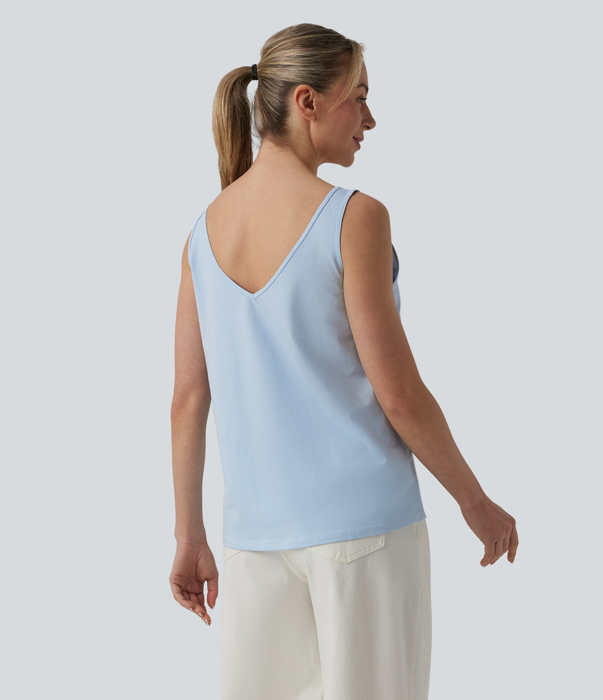 U Neck Casual Cotton Tank Top-Front and Back Wearable — Skyride — view 4