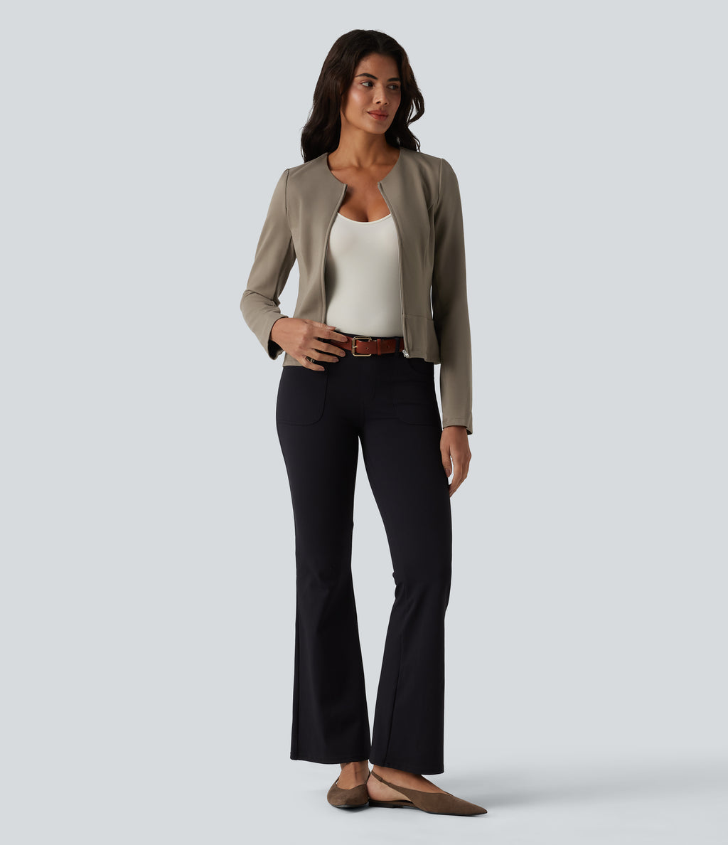 Round Neck Long Sleeve Work Jacket — Birch Brown — view 5