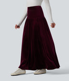 High Waisted Maxi Velvet Casual A-line Skirt — Dusky purple — view 3