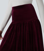 High Waisted Maxi Velvet Casual A-line Skirt — Dusky purple — view 4