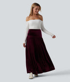 High Waisted Maxi Velvet Casual A-line Skirt — Dusky purple — view 7