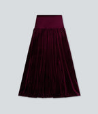 High Waisted Maxi Velvet Casual A-line Skirt — Dusky purple — view 8
