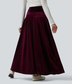 High Waisted Maxi Velvet Casual A-line Skirt — Dusky purple — view 2