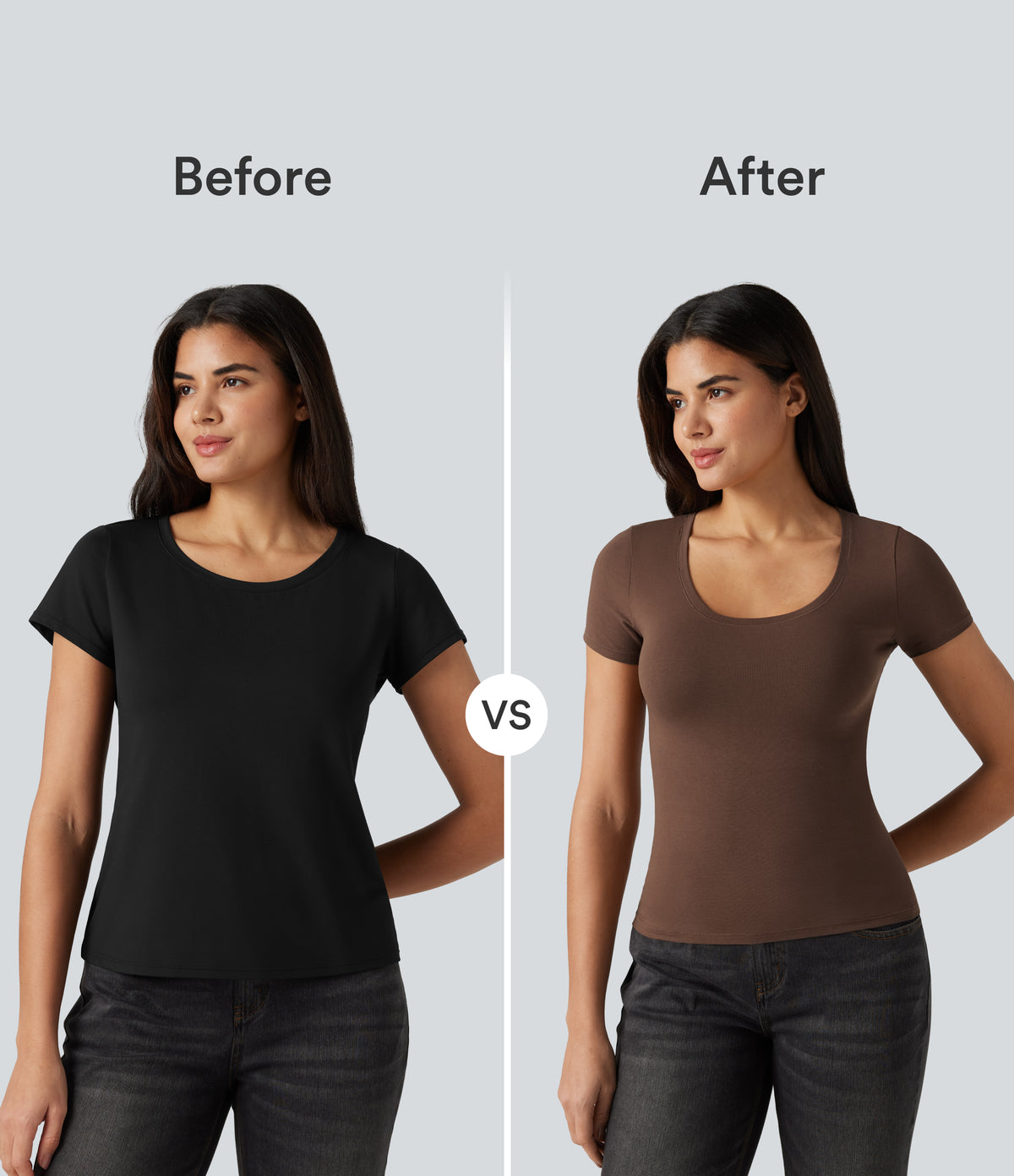 Cotton Jersey Scoop Neck Short Sleeve Casual T-Shirt — Pinecone — view 2