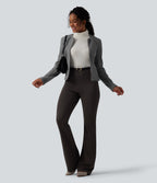 Round Neck Long Sleeve Zipper Fleece Work Jacket — Charcoal Grey — view 6