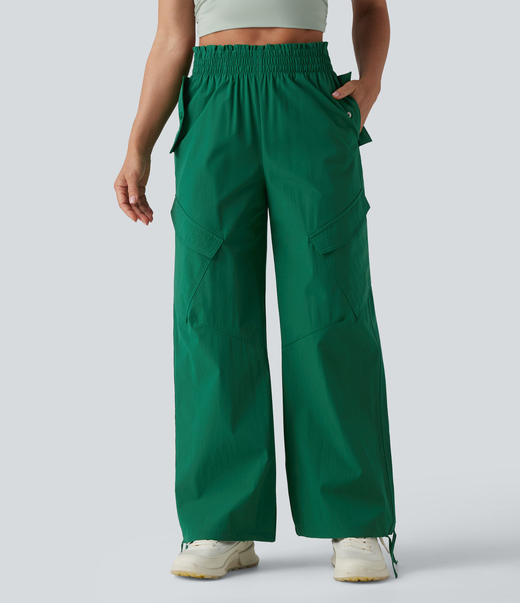 Lettuce Trim High Waisted Workout Cargo Trousers with Pockets — Lush Meadow — view 8
