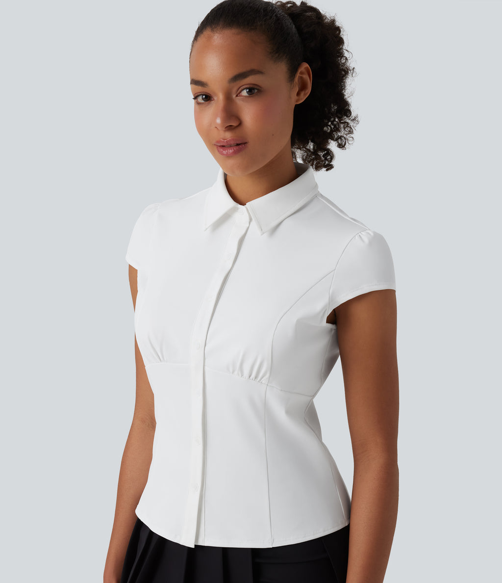 Short Sleeve Wrinkle-resistant Quick Dry Casual Shirt — White — view 4