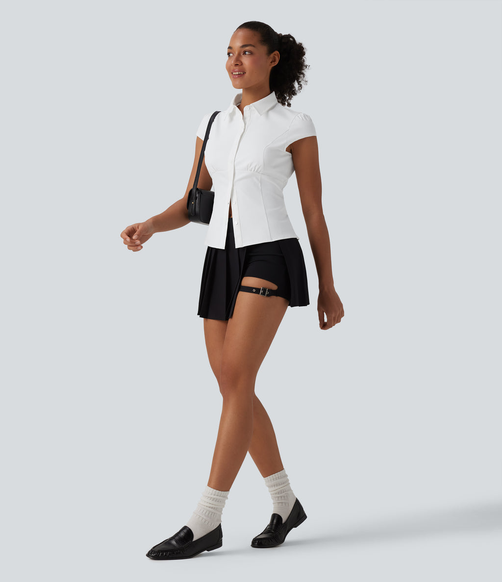 Short Sleeve Wrinkle-resistant Quick Dry Casual Shirt — White — view 6