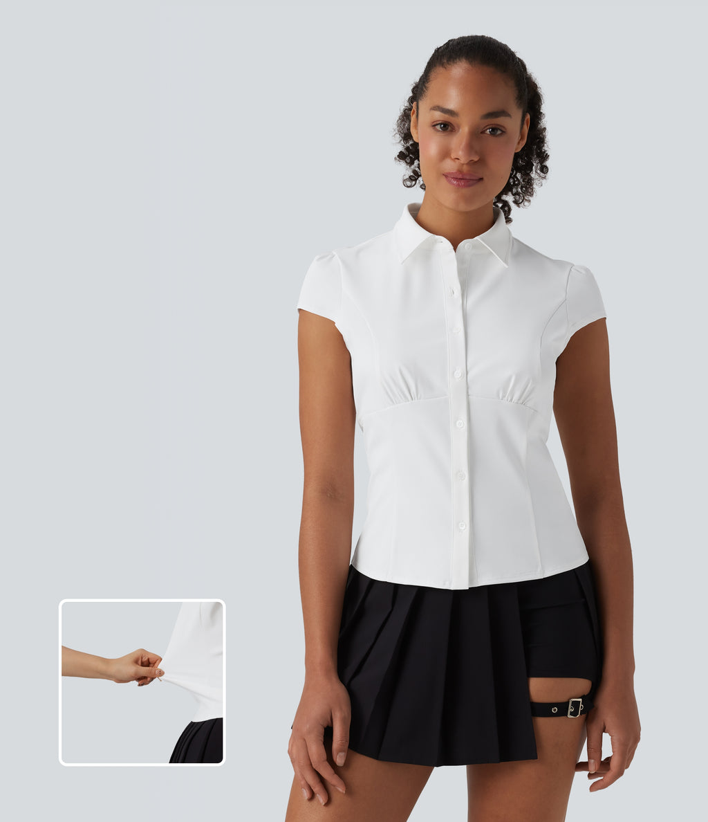 Short Sleeve Wrinkle-resistant Quick Dry Casual Shirt — White — view 1
