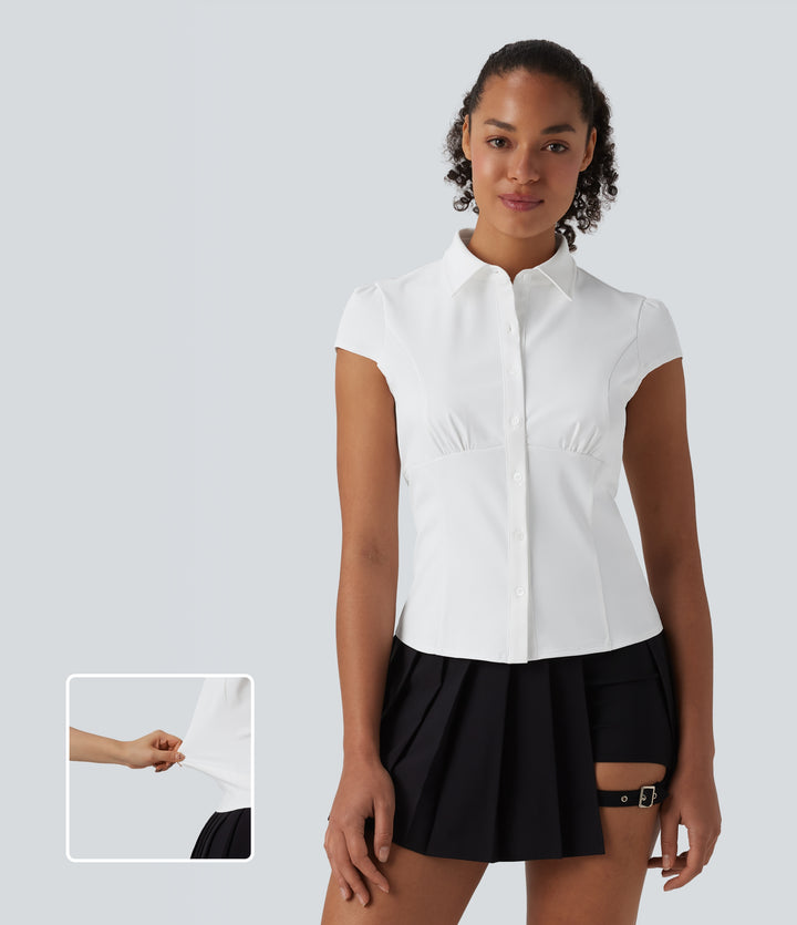 Short Sleeve Wrinkle-resistant Quick Dry Casual Shirt — White — view 1