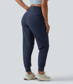 Mid Rise Drawstring Running Joggers with Pockets — Dark Night Blue — view 2