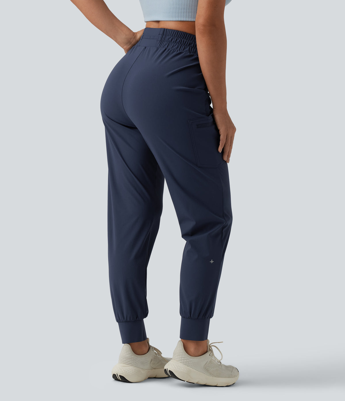 Mid Rise Drawstring Running Joggers with Pockets — Dark Night Blue — view 2