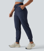 Mid Rise Drawstring Running Joggers with Pockets — Dark Night Blue — view 3