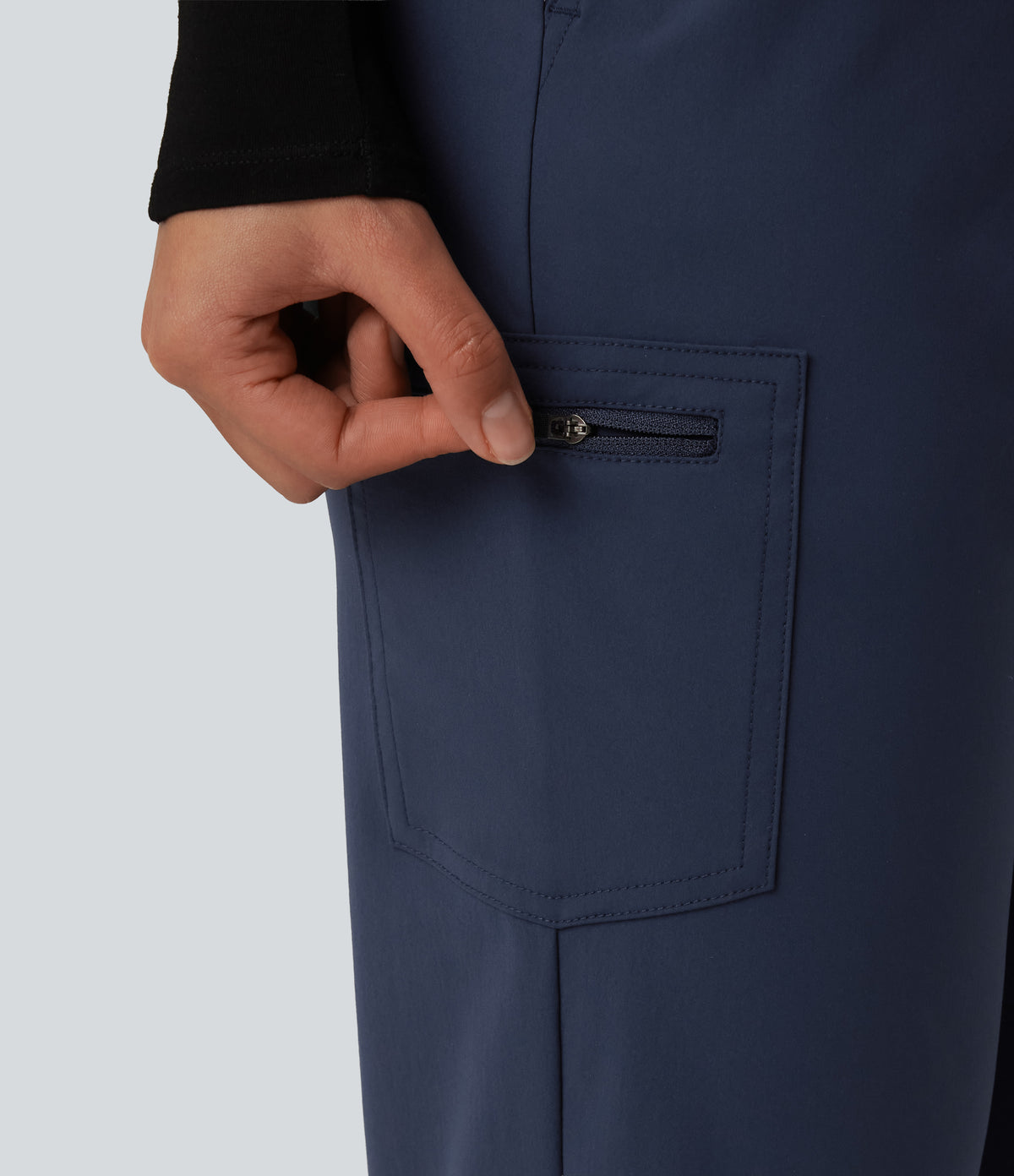 Mid Rise Drawstring Running Joggers with Pockets — Dark Night Blue — view 6
