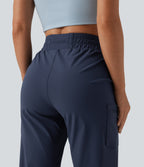 Mid Rise Drawstring Running Joggers with Pockets — Dark Night Blue — view 5