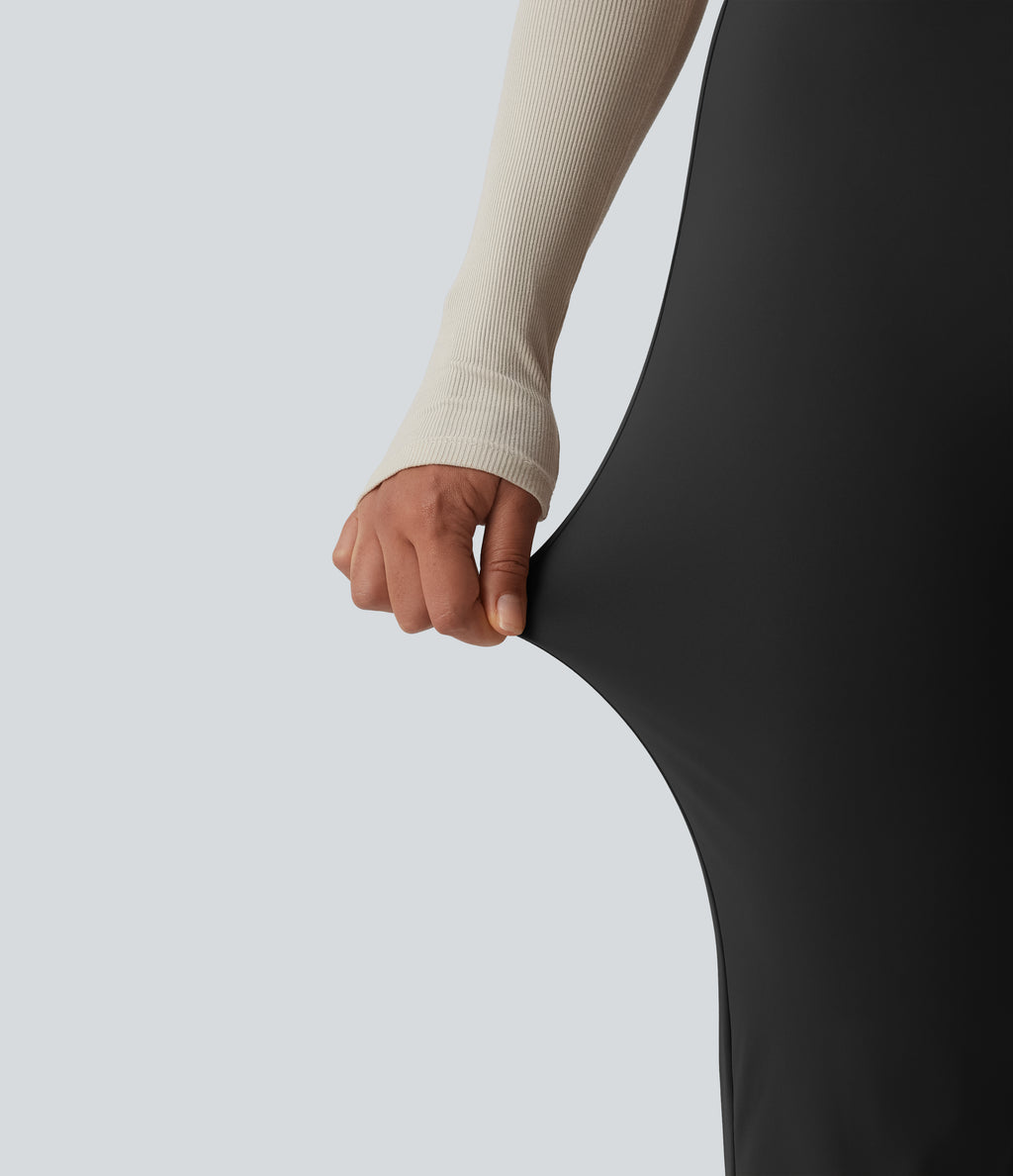 High Waisted Flare Work Trousers — Black — view 6