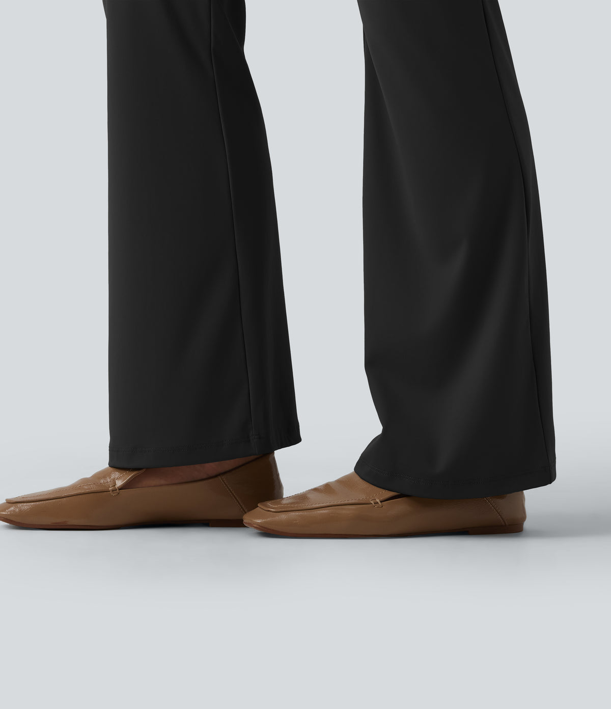 High Waisted Flare Work Trousers — Black — view 7
