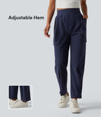 High Waisted Adjustable Hem Quick Dry InstantCool Casual Cargo Trousers with Pockets-UPF40+ — Peacoat — view 1
