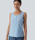 Henley Neck Casual Tank Top — Nantucket Breeze — view 4