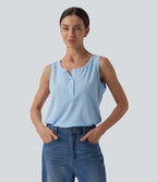 Henley Neck Casual Tank Top — Nantucket Breeze — view 1