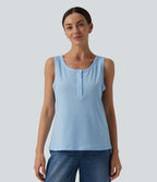 Henley Neck Casual Tank Top — Nantucket Breeze — view 5
