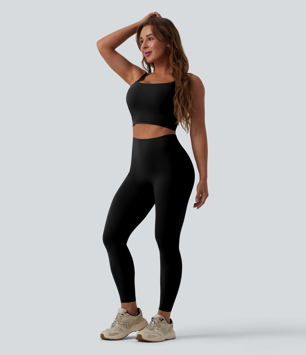 High waisted Yoga Leggings — Black — view 7