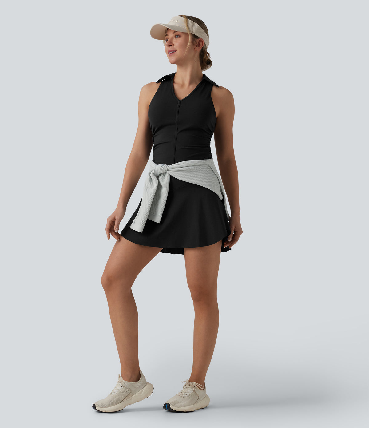 Airy Racerback Ruched InstantCool Tennis Sports Top — Black — view 8
