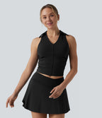 Airy Racerback Ruched InstantCool Tennis Sports Top — Black — view 4
