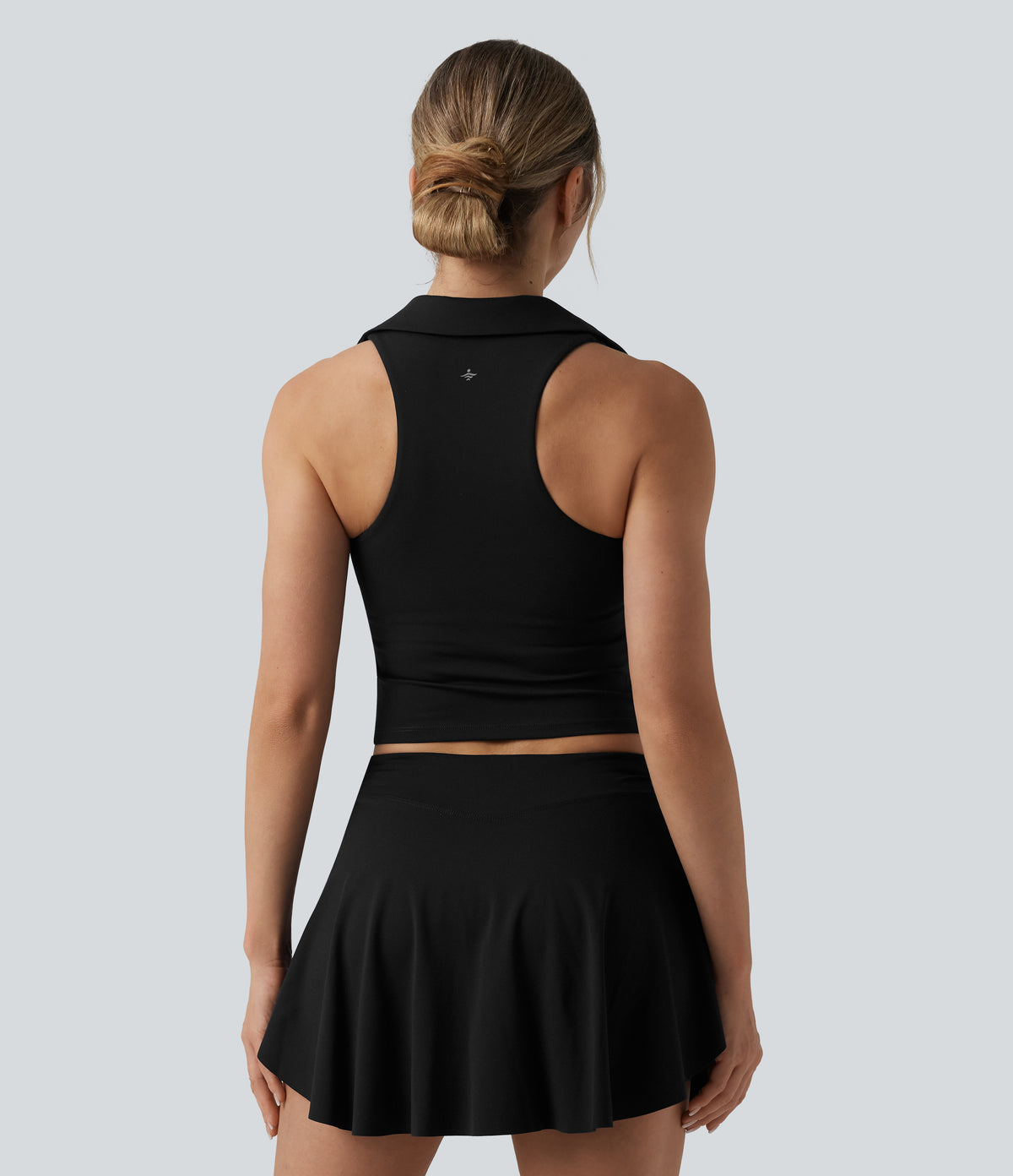Airy Racerback Ruched InstantCool Tennis Sports Top — Black — view 2