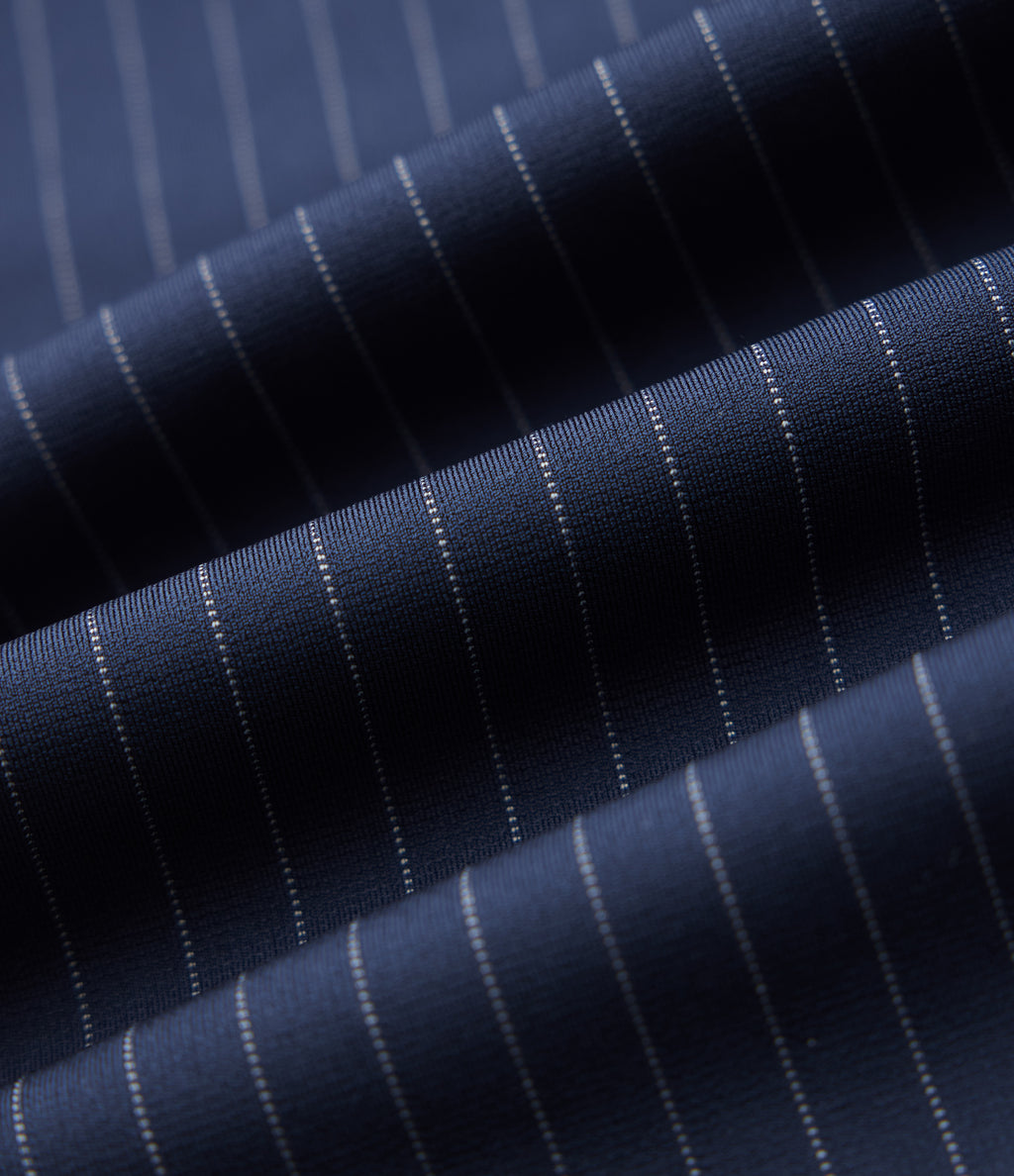 High Waisted Tapered Stripe Work Trousers with Pockets — Deep Current — view 7