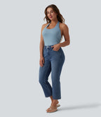 Mid Rise Bootcut Casual Jeans with Pockets — Tide Blue Denim — view 6