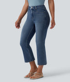 Mid Rise Bootcut Casual Jeans with Pockets — Tide Blue Denim — view 3