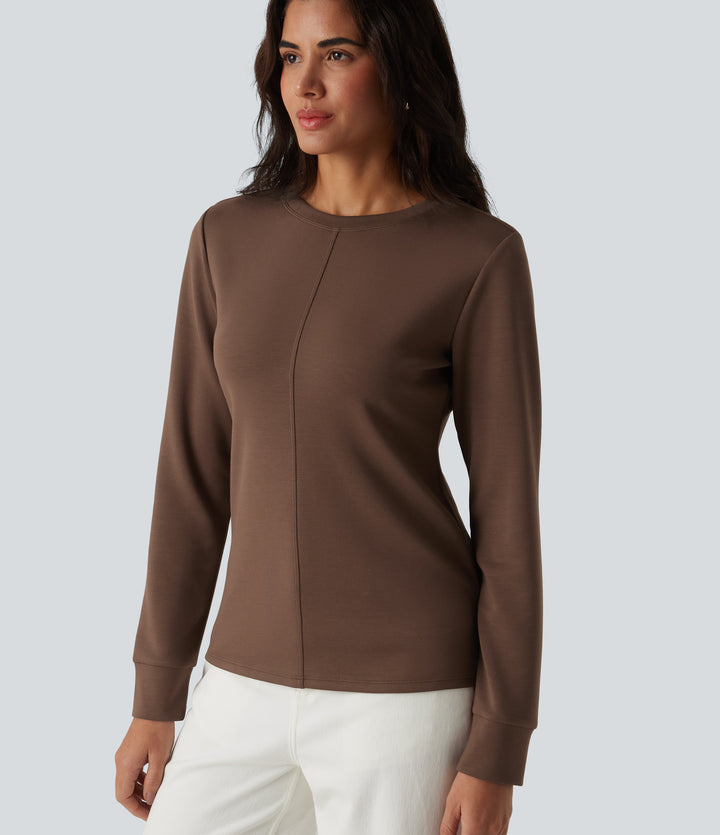 SpacerTek Round Neck Long Sleeve Casual Sweatshirt — Mustang — view 1