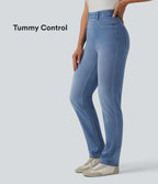 High Waisted Tummy Control Casual Jeans with Pockets — Blue Jasper Denim — view 1