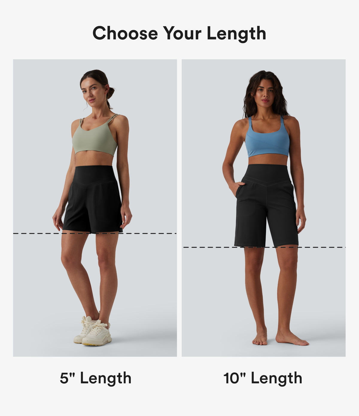 High Waisted Tummy Control Yoga Bermuda Shorts 10'' with Pockets — Majolica Blue — view 2