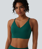 Low Support Crisscross Backless Yoga Sports Bra — June Bug — view 5