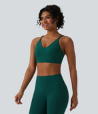 Low Support Crisscross Backless Yoga Sports Bra — June Bug — view 3