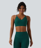 Low Support Crisscross Backless Yoga Sports Bra — June Bug — view 2