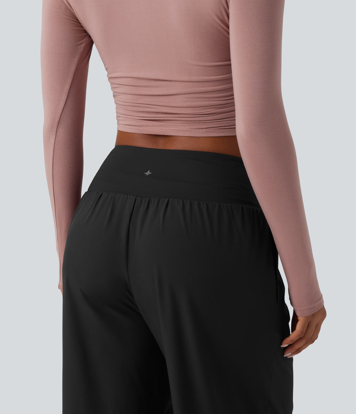 Crossover Low Rise Casual Baggy Trousers with Pockets — Black — view 5