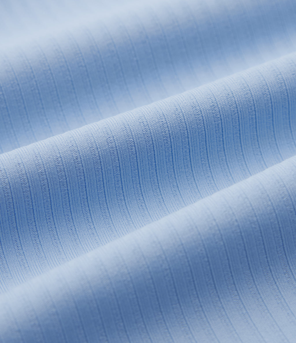 Ribbed Knit High Waisted Drawstring Tummy Control Quick Dry Workout Leggings with Pockets-UPF50+ — Placid Blue — view 7