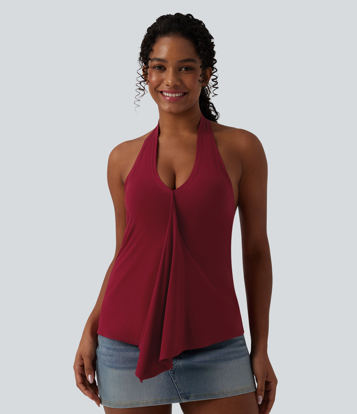 Halter Casual Tank Top — Cabernet — view 4