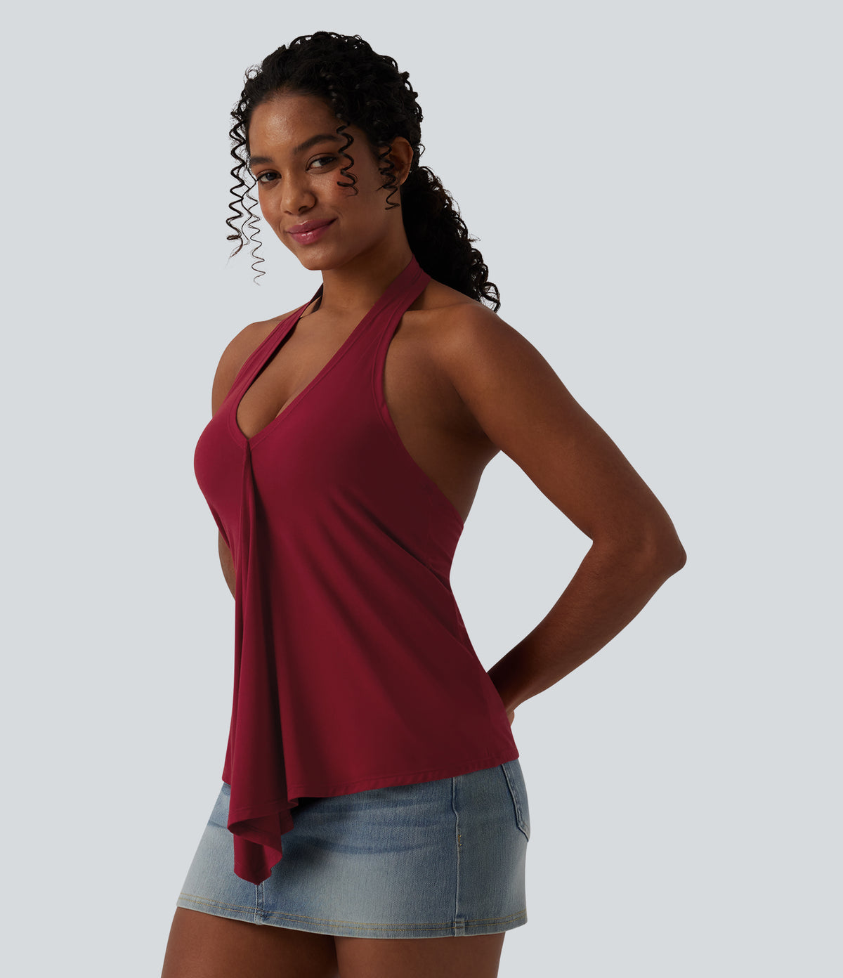 Halter Casual Tank Top — Cabernet — view 3