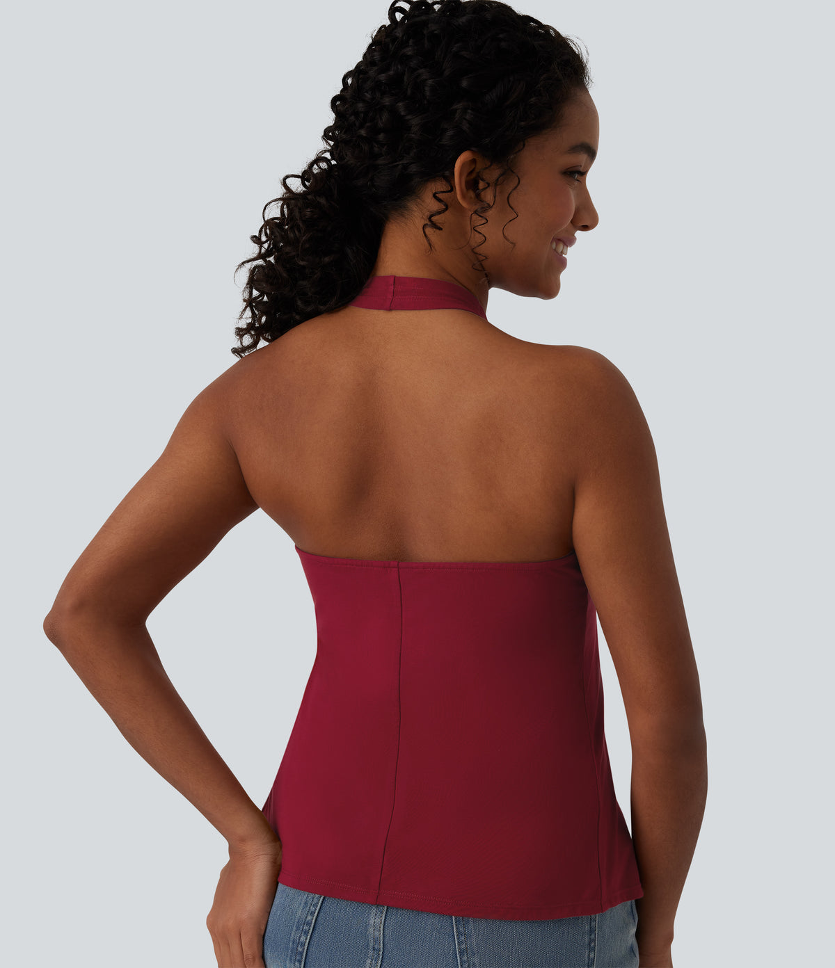 Halter Casual Tank Top — Cabernet — view 5