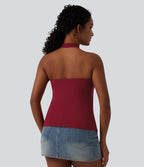 Halter Casual Tank Top — Cabernet — view 2